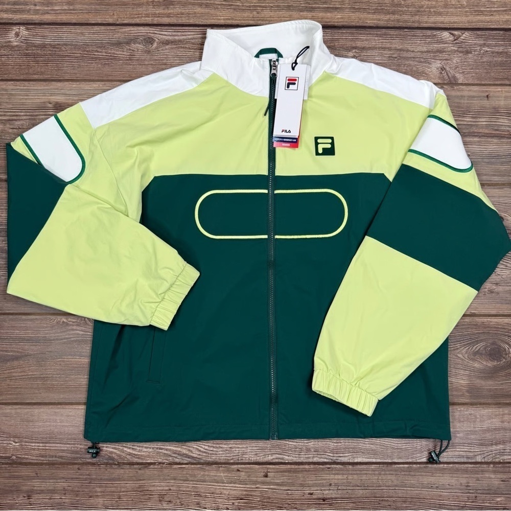 Fila Men's Lime and Dark Green Windbreaker NWT